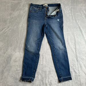 Madewell Jeans Womens 29 Blue 10" High Rise Skinny Stretch Raw Hem Preppy Denim